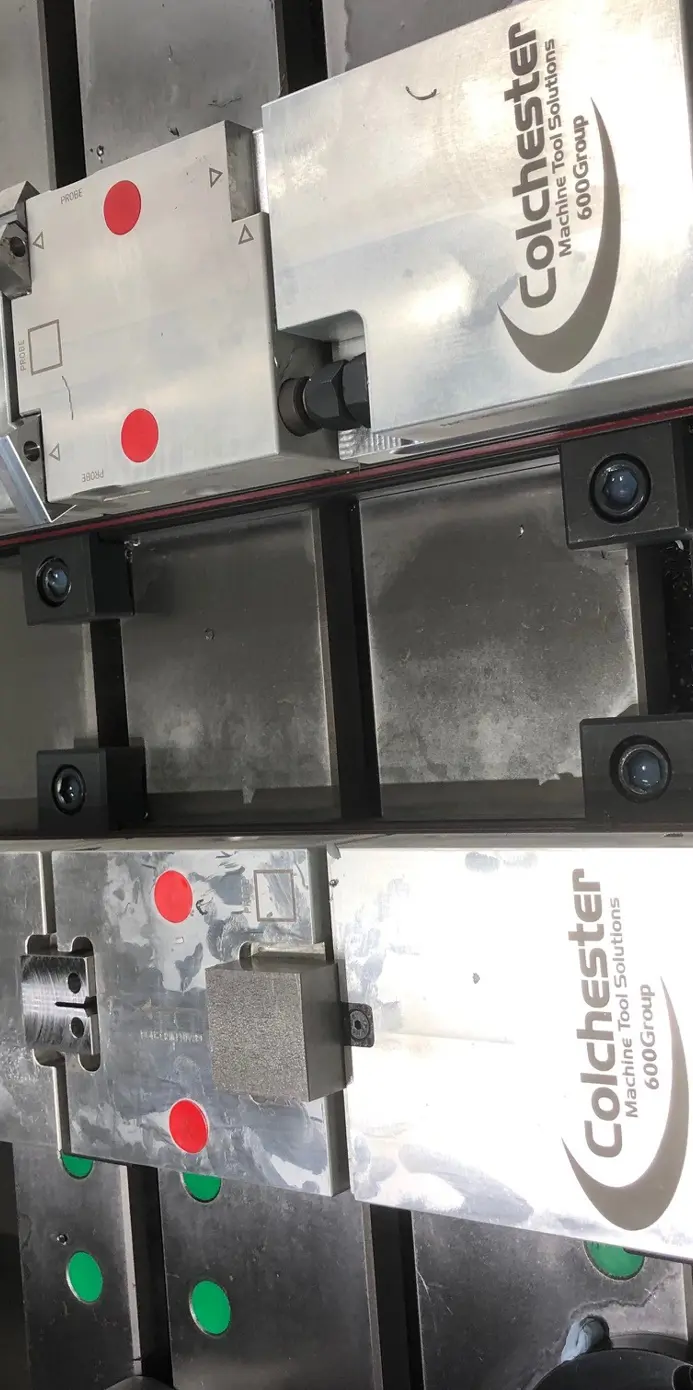 Blocks of steel in a Colchester machine Blocks of steel in a Colchester machine